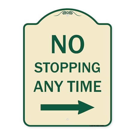 Signmission No Stopping Anytime W/ Arrow Right Heavy-Gauge Aluminum Architectural Sign, 24" x 18", TG-1824-23583 A-DES-TG-1824-23583
